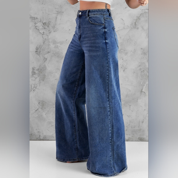 BLUE WIDE LEG JEANS - Picture 4 of 4